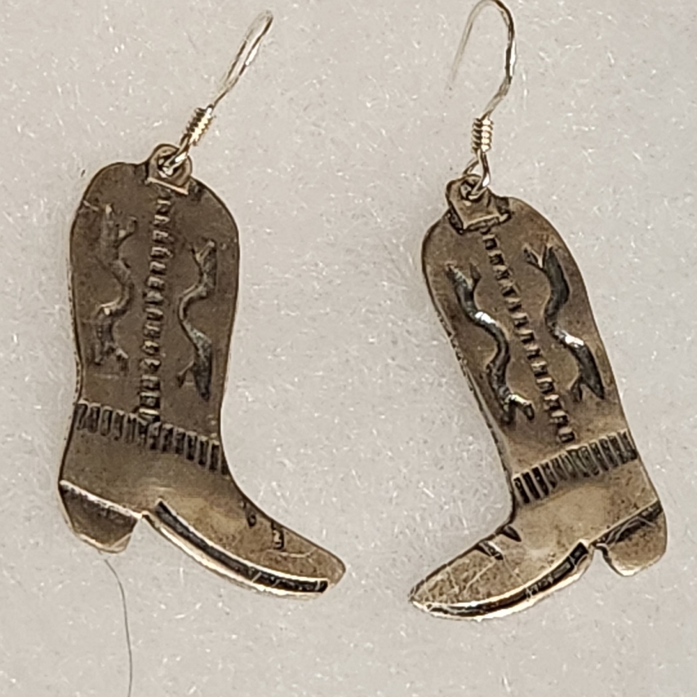 Sterling Silver Stamped Boot Dangles - image 1